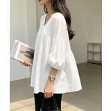 Vネックシャツブラウス 七分袖 ゆったり | Miniministore | 詳細画像9 