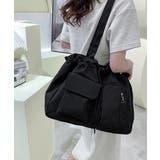 ブラック | ナイロン巾着バッグ トートバッグ 大容量 | Miniministore