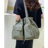 カーキ | ナイロン巾着バッグ トートバッグ 大容量 | Miniministore