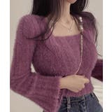 パープル | ショート丈 シャギーニットトップス韓国風 | SUNSHINE CLOSET