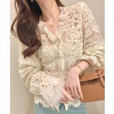 ベージュ | 総レースブラウスVネックシースルーシャツ | Miniministore