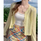 ライトイエロー | 透かし編みニットカーディガンクロップド丈 | Miniministore