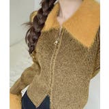 キャメル | ダブルジップニットカーディガンショート丈 | Miniministore