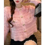 ピンク | 上品シャギーニットトップス 大人可愛い長袖クルーネック羽織りきれいめ韓国風フェミ… | SUNSHINE CLOSET