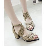 ダークベージュ | オープントゥサンダル ラインストーン夏靴 | SUNSHINE CLOSET