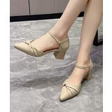 ベージュ | ツイストパンプス アンクルストラップ美脚 | Miniministore