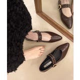 ブラウン | スタッズ付きメアリージェーンパンプス浅口 | Miniministore