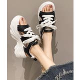 ブラック | レースアップスニーカーサンダル厚底靴美脚 | Miniministore