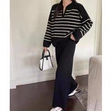 ブラック | ニットセットアップ トップスパンツセット | Miniministore
