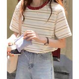ベージュ | マルチボーダーTシャツ 半袖カットソー夏 | ANGELCLOSET