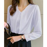 ラベンダー（ブルー寄り） | Vネックシフォンブラウス タックブラウス | Miniministore