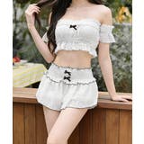 ホワイト | フリル セパレート水着 リボンオフショルダービキニ | SUNSHINE CLOSET