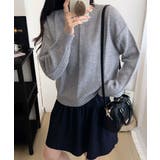 グレー | ニットトップス 秋冬クルーネックセーター | Miniministore