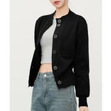 ブラック | ショート丈ニットカーディガンポケット付き | Miniministore