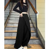 ブラック | ウエストラップスラックスパンツレディース | Miniministore