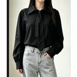 ブラック | ネクタイ付きシャツブラウスレディース長袖 | Miniministore