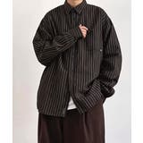ブラック | ストライプ柄シャツ メンズ秋冬シャツ長袖 | AsaAura