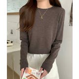 ダークブラウン | ラウンドネックニットトップス レディース | Miniministore
