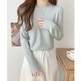 ライトブルー | ラウンドネックニットトップス レディース | Miniministore