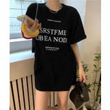 ブラック | ロゴプリントTシャツ 半袖韓国風トップス | Miniministore