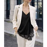 ブラック | サテン調レーストリムキャミソールVネック | Miniministore