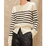 アイボリー | ボーダーニットカーディガンニットセーター | Miniministore