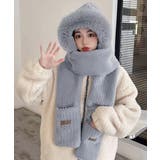 ニット帽子 マフラー手袋一体型ファー帽子 | Miniministore | 詳細画像10 