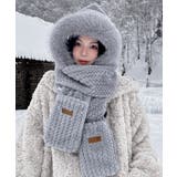 ニット帽子 マフラー手袋一体型ファー帽子 | Miniministore | 詳細画像11 