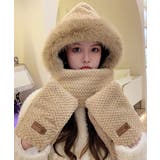 ニット帽子 マフラー手袋一体型ファー帽子 | Miniministore | 詳細画像4 