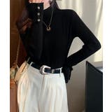 モックネック ニットトップス 長袖秋冬服 | Miniministore | 詳細画像5 