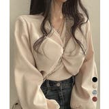 フロントねじり シャツブラウス Vネック | Miniministore | 詳細画像1