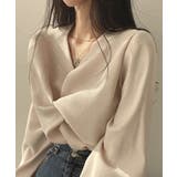 フロントねじり シャツブラウス Vネック | Miniministore | 詳細画像3