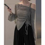 ワンオフショルダーTシャツギャザー 長袖 | Miniministore | 詳細画像11 