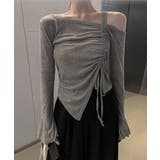 ワンオフショルダーTシャツギャザー 長袖 | Miniministore | 詳細画像2 