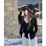 レース付TシャツVネック長袖リブトップス | Miniministore | 詳細画像3 