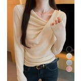 長袖ドレープニットトップス Vネック秋冬 | Miniministore | 詳細画像1 