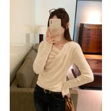 長袖ドレープニットトップス Vネック秋冬 | Miniministore | 詳細画像4 