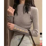 袖ボタン リブニットトップス レディース | Miniministore | 詳細画像1 