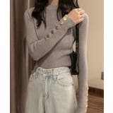 袖ボタン リブニットトップス レディース | Miniministore | 詳細画像2 