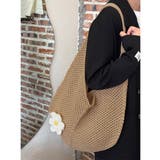 トートバッグ花モチーフ付き編みバッグ軽量 | Miniministore | 詳細画像5 