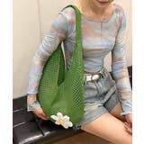 トートバッグ花モチーフ付き編みバッグ軽量 | Miniministore | 詳細画像9 