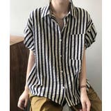 ストライプ半袖シャツレディース体型カバー | Miniministore | 詳細画像3