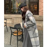 トグルボタンロングコートチェック柄コート | Miniministore | 詳細画像5 