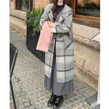 トグルボタンロングコートチェック柄コート | Miniministore | 詳細画像7 