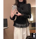 ドット柄 レースフリルトップスハイネック | Miniministore | 詳細画像11 