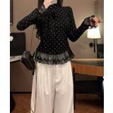 ドット柄 レースフリルトップスハイネック | Miniministore | 詳細画像12 