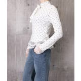 ドット柄 レースフリルトップスハイネック | Miniministore | 詳細画像15 