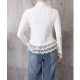 ドット柄 レースフリルトップスハイネック | Miniministore | 詳細画像17 