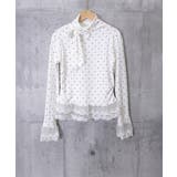 ドット柄 レースフリルトップスハイネック | Miniministore | 詳細画像18 