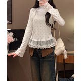 ドット柄 レースフリルトップスハイネック | Miniministore | 詳細画像4 